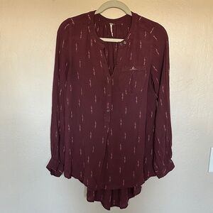 Free People Aubergine Patterned Blouse